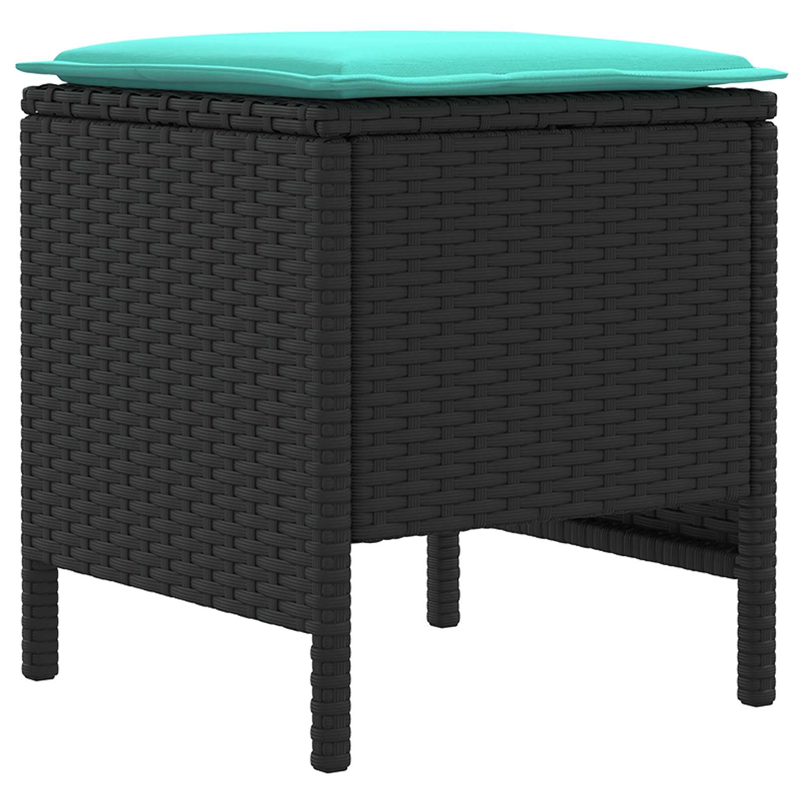 Set di Mobili con cuscino 7 pcs Nero e Turchese Rattan in PE | homemem39