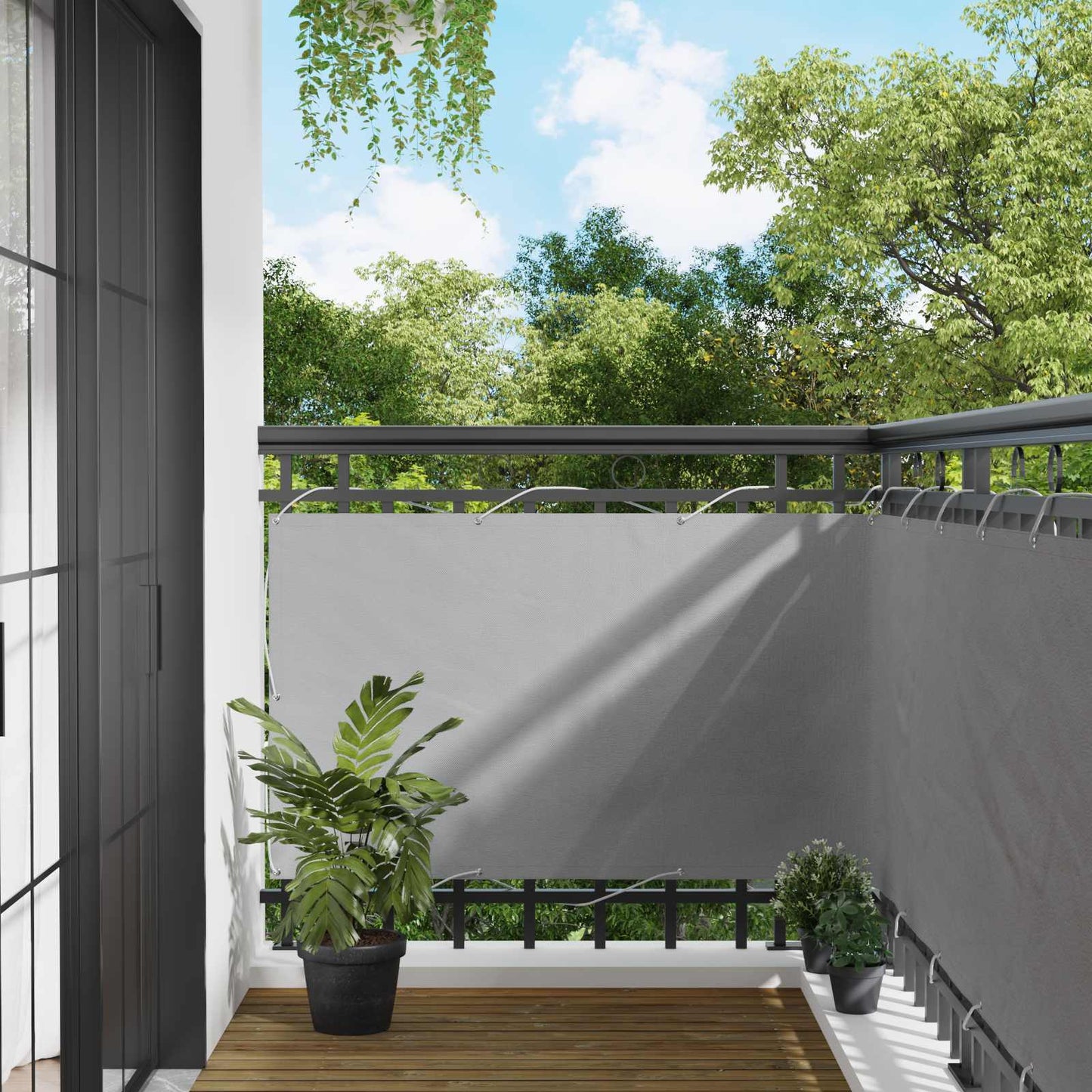 Schermo da balcone Grigio chiaro 100 x 400 cm Tessuto Oxford
