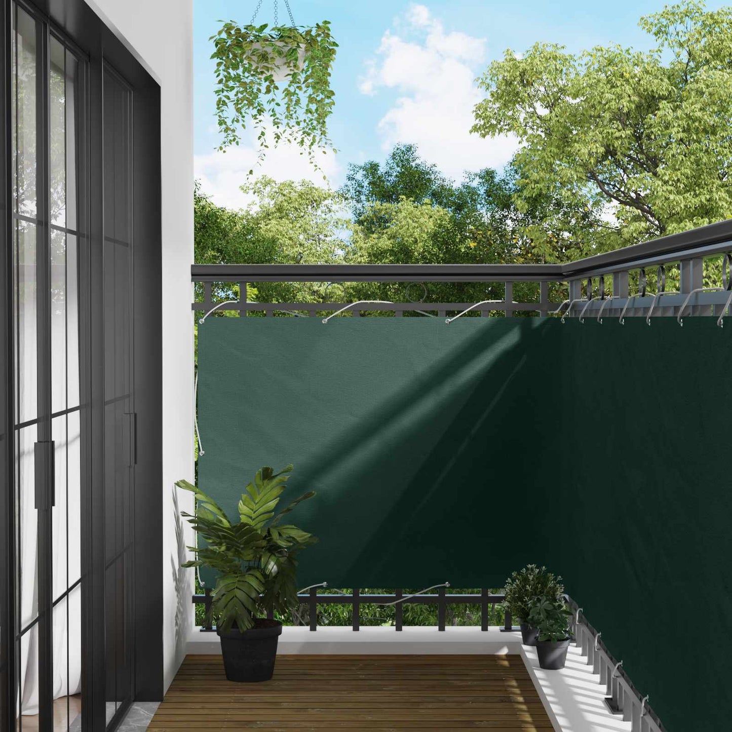 Schermo da balcone Verde Scuro 110 x 400 cm Tessuto Oxford | homemem39