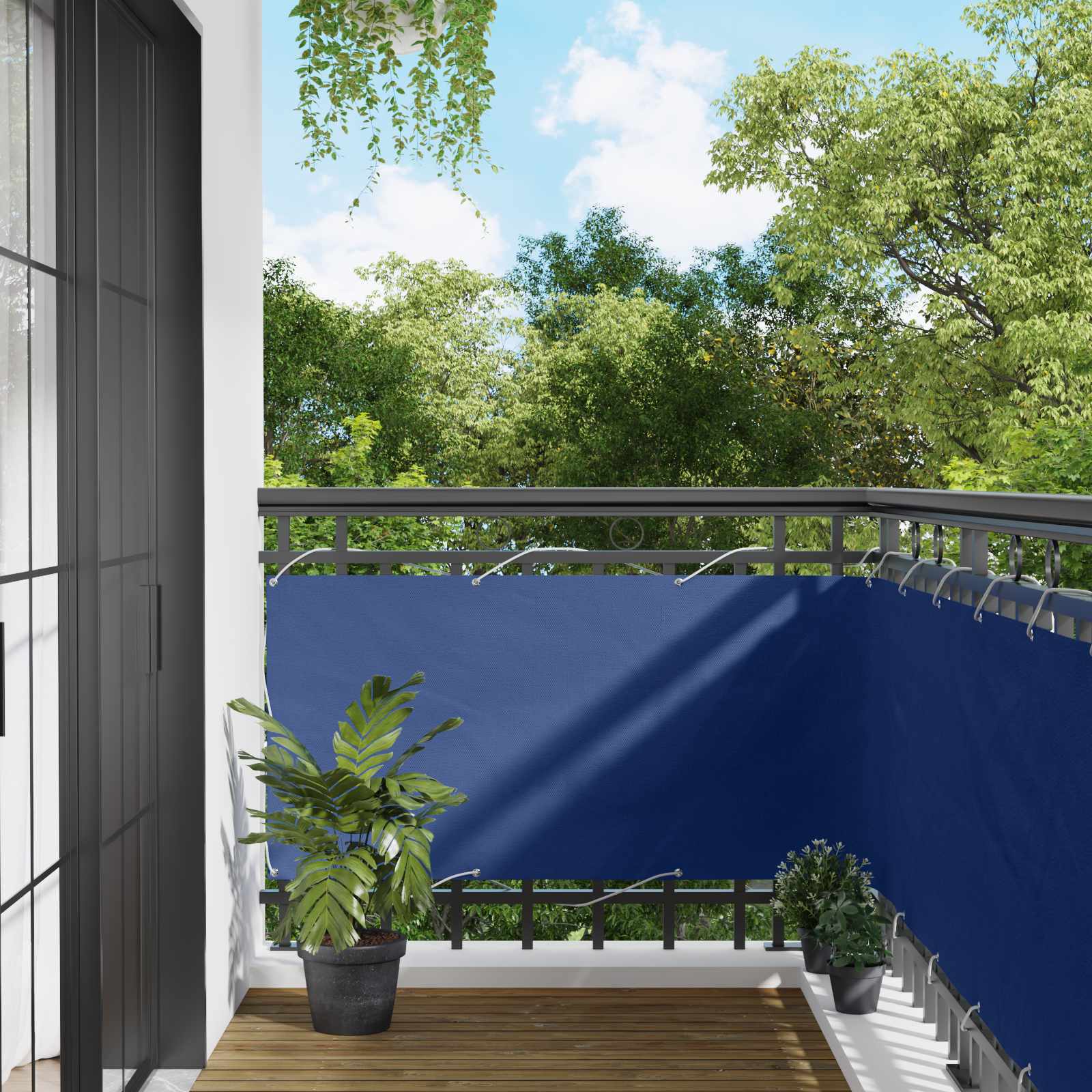 Schermo da balcone Blu 75 x 200 cm Oxford alu rivestito in PU | homemem39