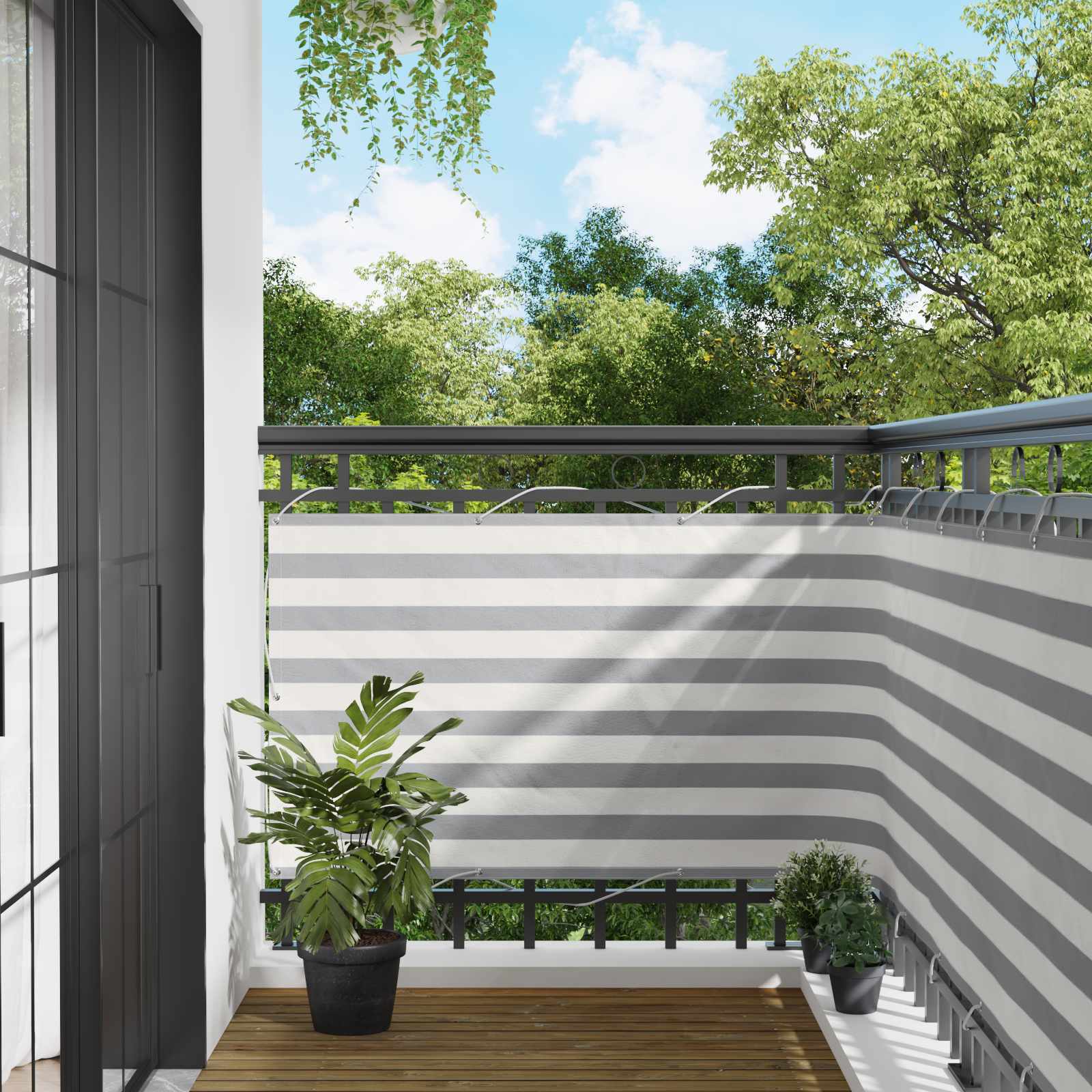 Schermo da balcone Grigio chiaro e bianco 90 x 800 cm | homemem39
