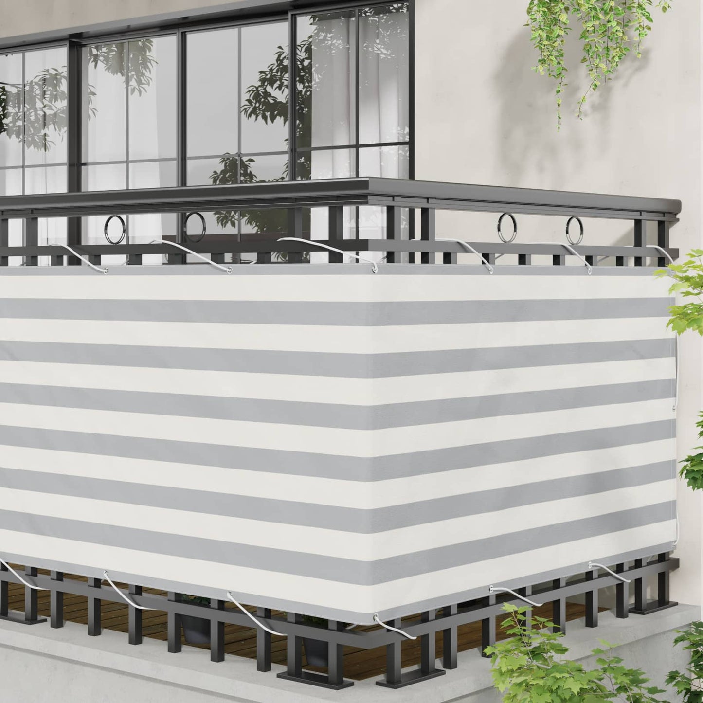 Schermo da balcone Grigio chiaro e bianco 100 x 300 cm | homemem39