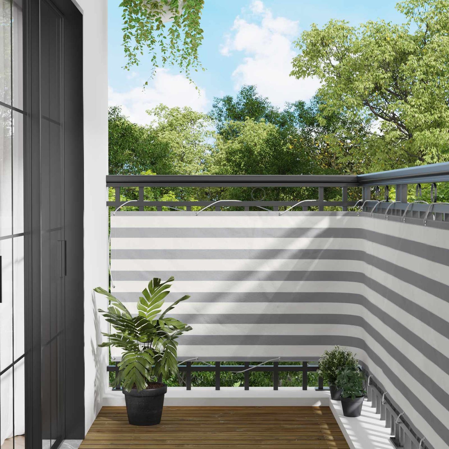Schermo da balcone Grigio chiaro e bianco 100 x 600 cm | homemem39