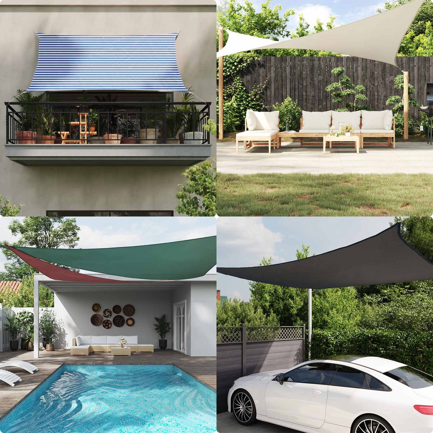 Vela da ombra solare Blu e Bianco 3,6 x 3,6 m | homemem39