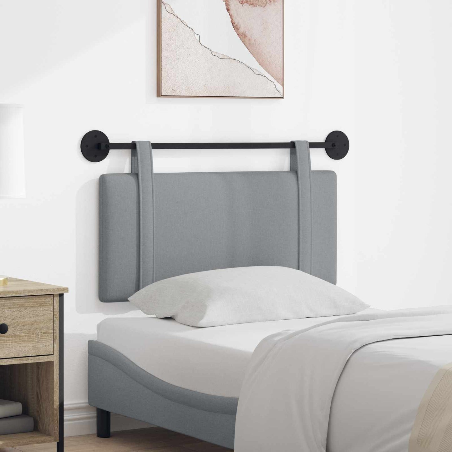 Testiera sospesa Grigio chiaro Tessuto | homemem39
