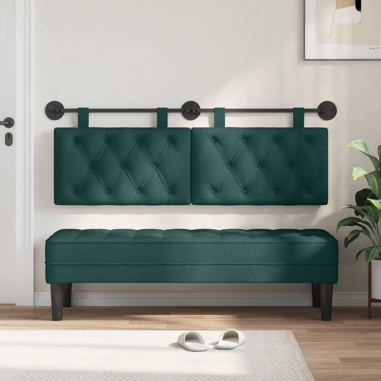 Testiera sospesa Verde Scuro Tessuto | homemem39