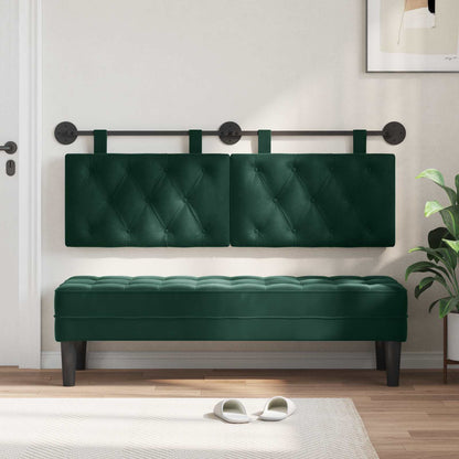 Testiera sospesa Con luce LED Verde Scuro Velluto | homemem39