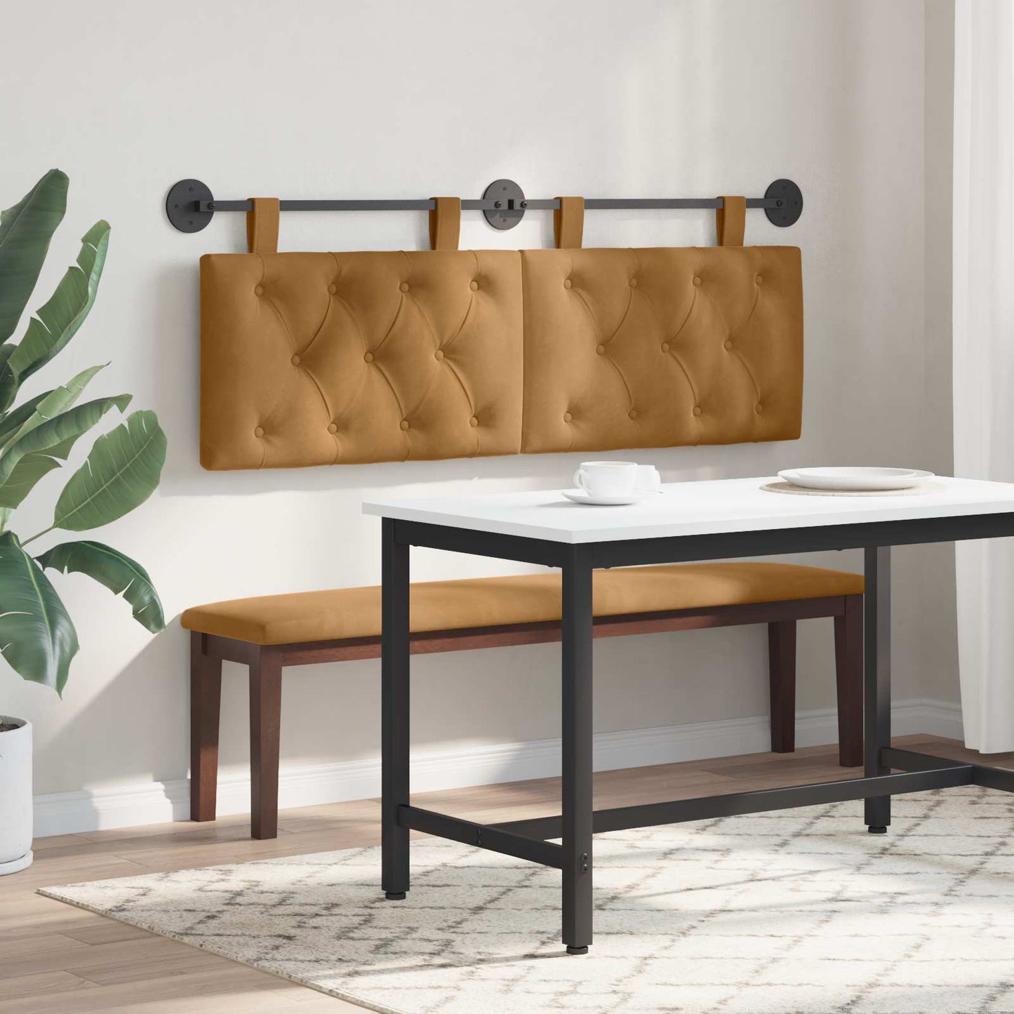 Testiera sospesa Con luce LED Marrone Velluto | homemem39