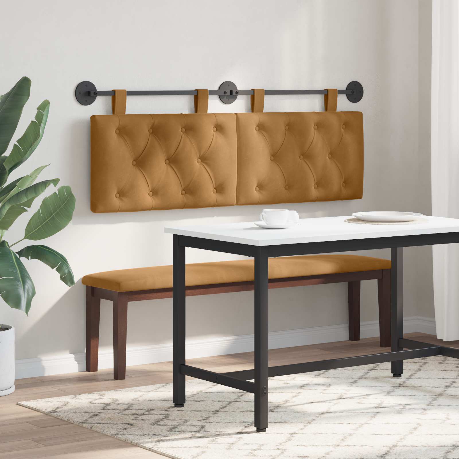 Testiera sospesa Con luce LED Marrone Velluto | homemem39