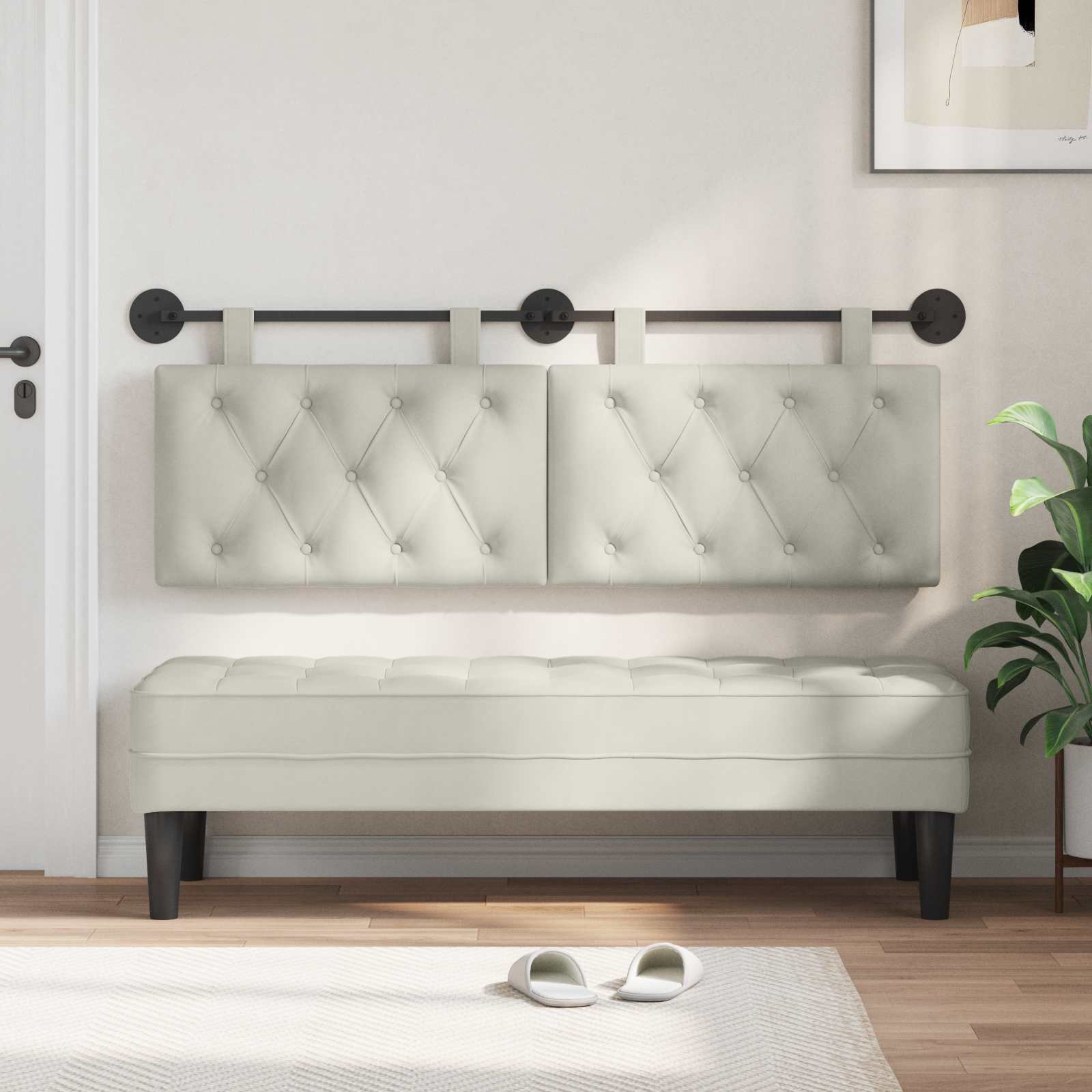 Testiera sospesa Con luce LED Crema Velluto | homemem39