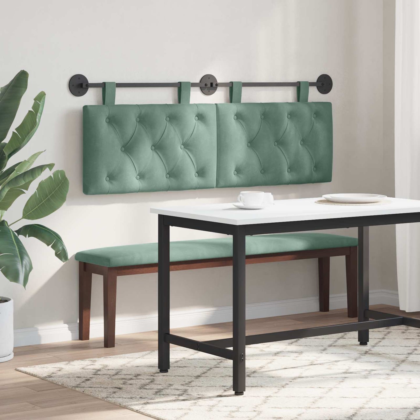 Testiera sospesa Con luce LED Verde Mare Velluto | homemem39