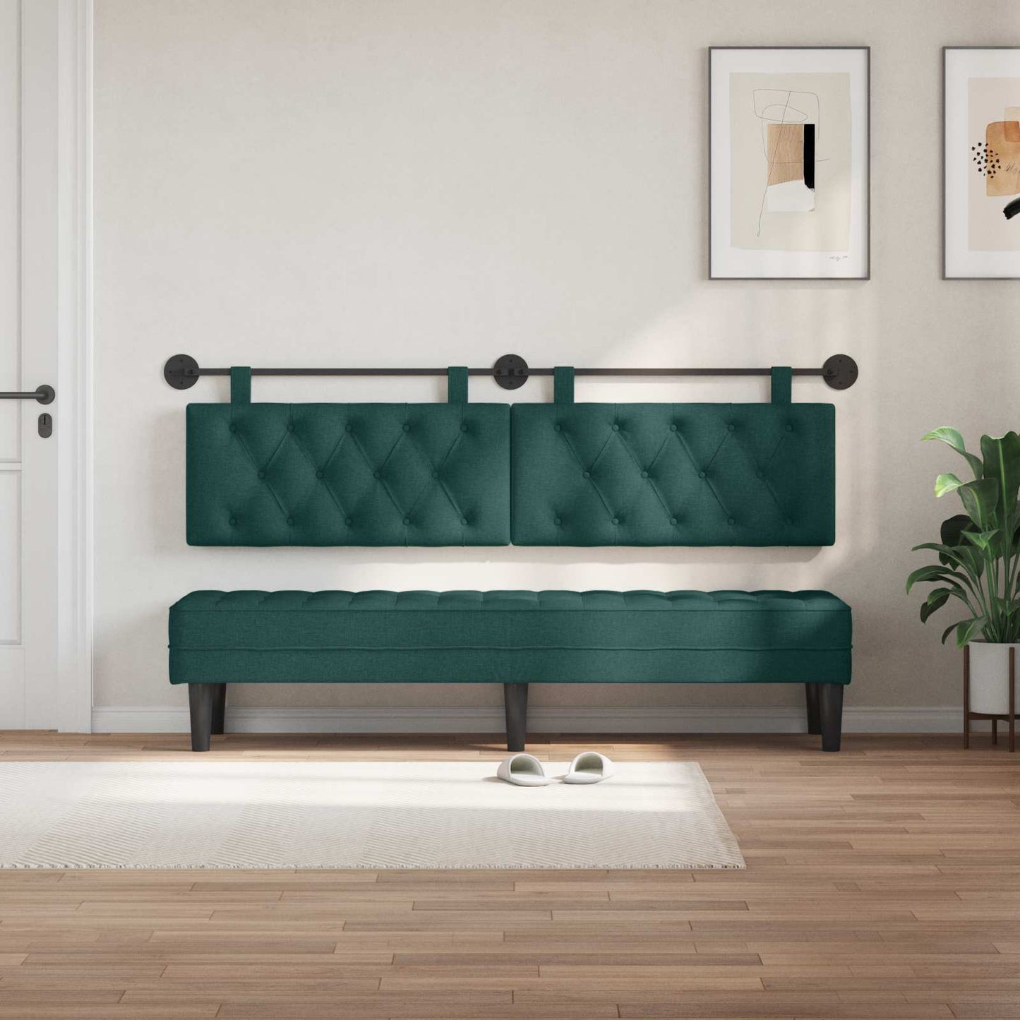 Testiera sospesa Verde Scuro Tessuto | homemem39