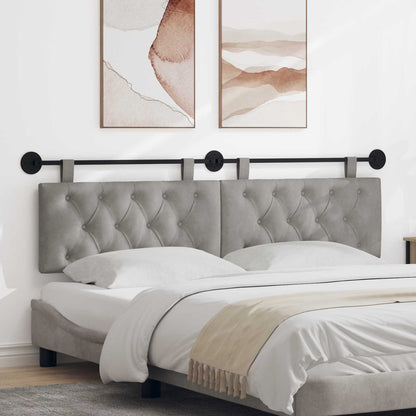 Testiera sospesa Con luce LED Grigio Chiaro Velluto | homemem39