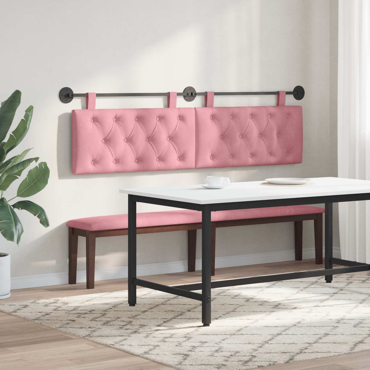 Testiera sospesa Con luce LED Rosa Velluto | homemem39
