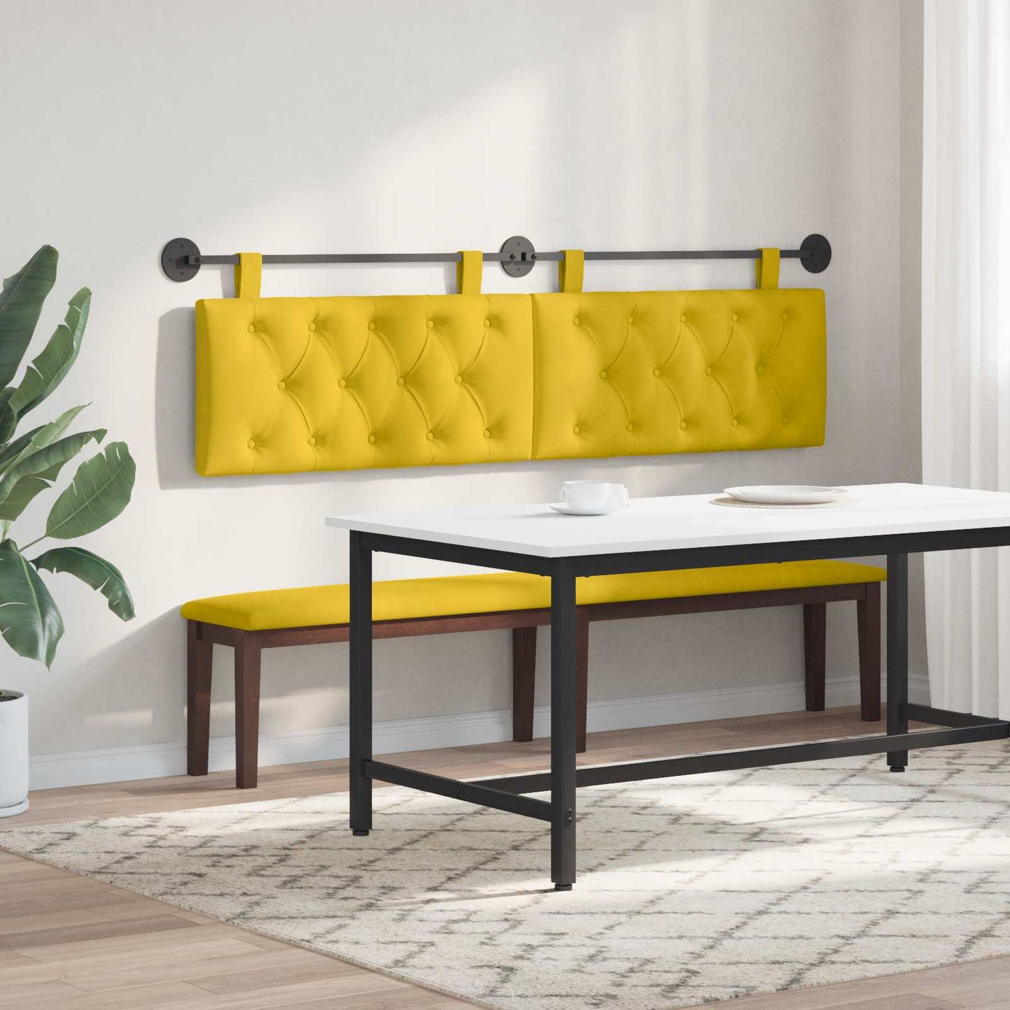 Testiera sospesa Con luce LED Giallo Velluto
