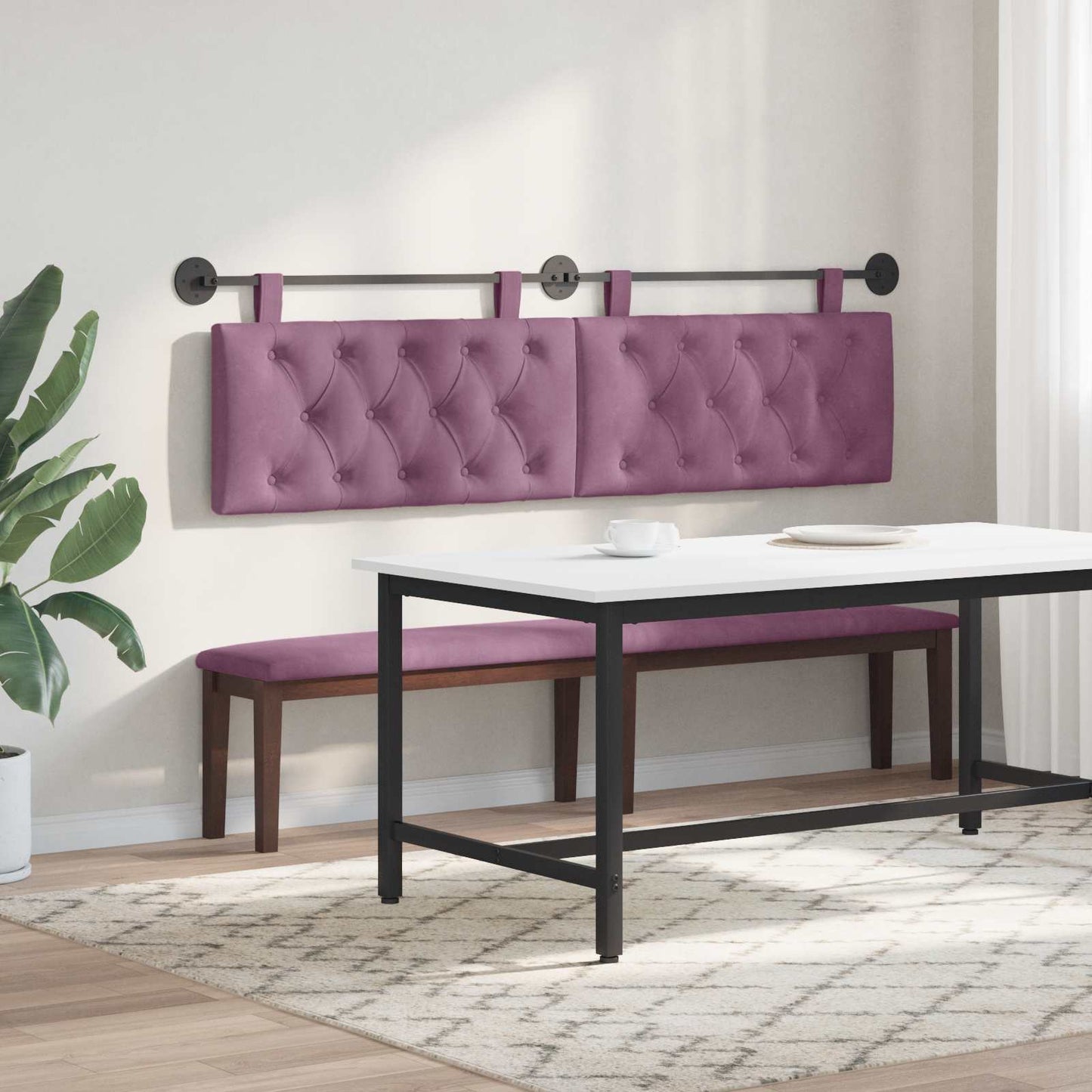 Testiera sospesa Con luce LED Viola Velluto | homemem39