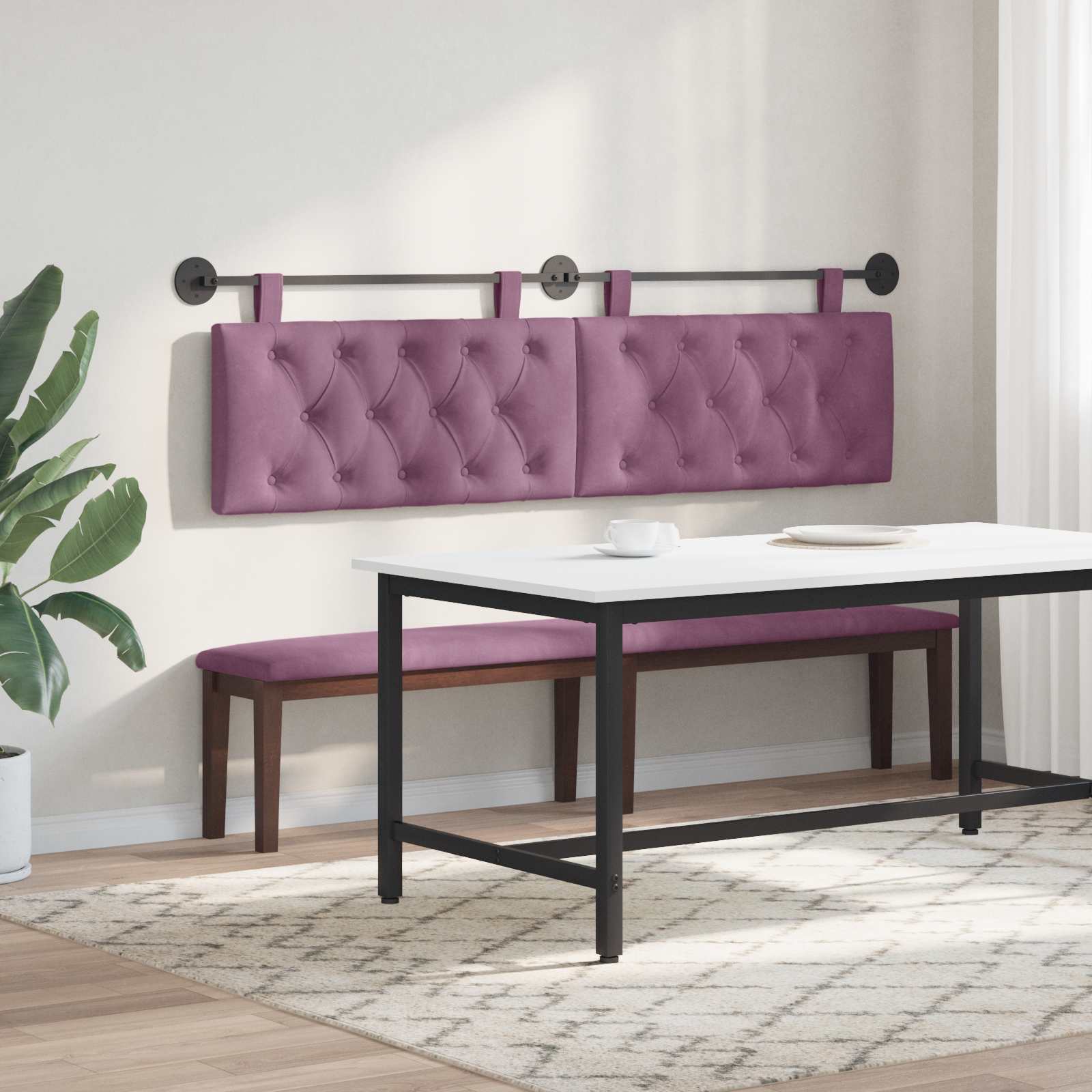 Testiera sospesa Con luce LED Viola Velluto | homemem39
