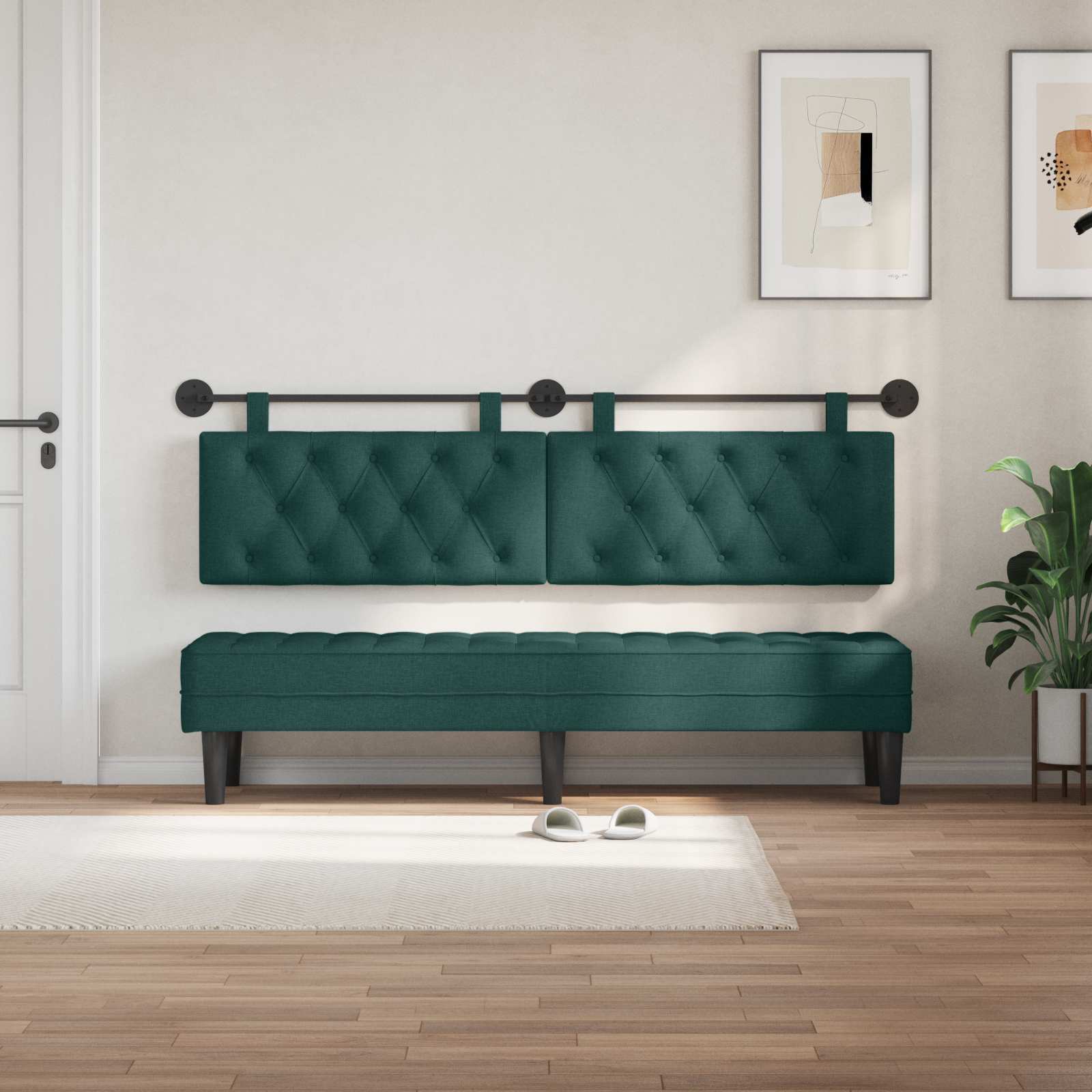 Testiera sospesa Verde Scuro Tessuto | homemem39