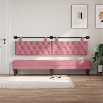 Testiera sospesa Con luce LED Rosa Velluto