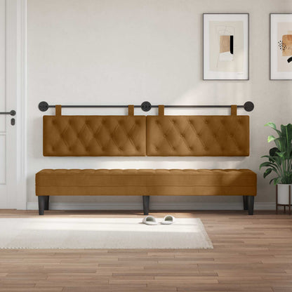Testiera sospesa Con luce LED Marrone Velluto