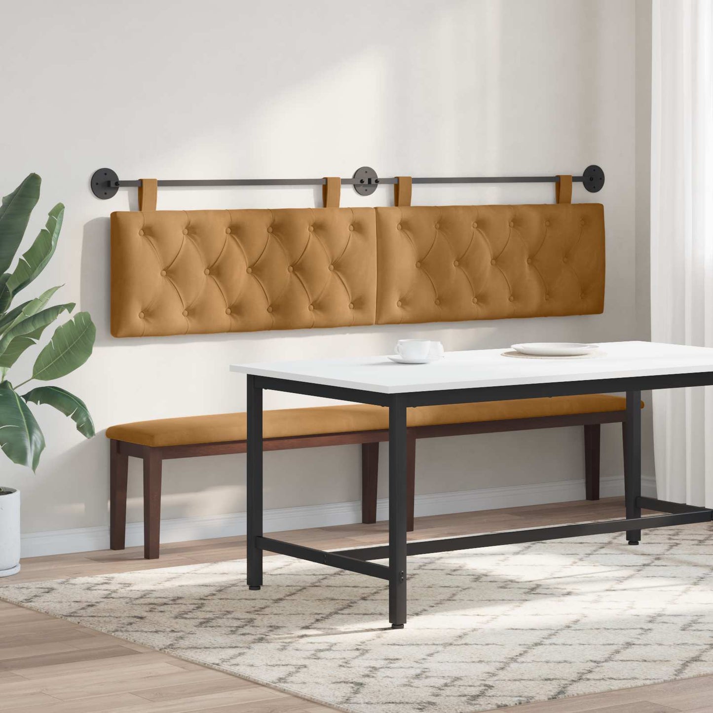 Testiera sospesa Con luce LED Marrone Velluto | homemem39