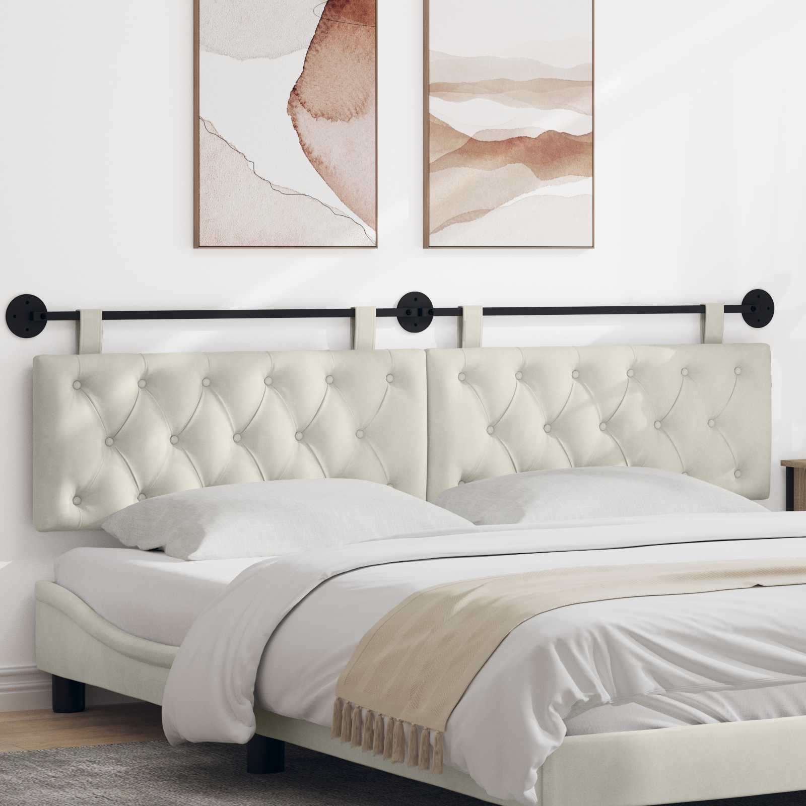 Testiera sospesa Con luce LED Crema Velluto | homemem39