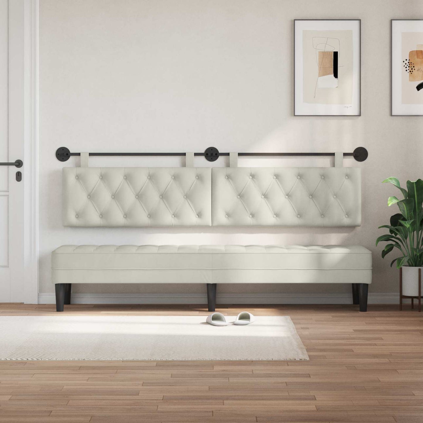 Testiera sospesa Con luce LED Crema Velluto | homemem39