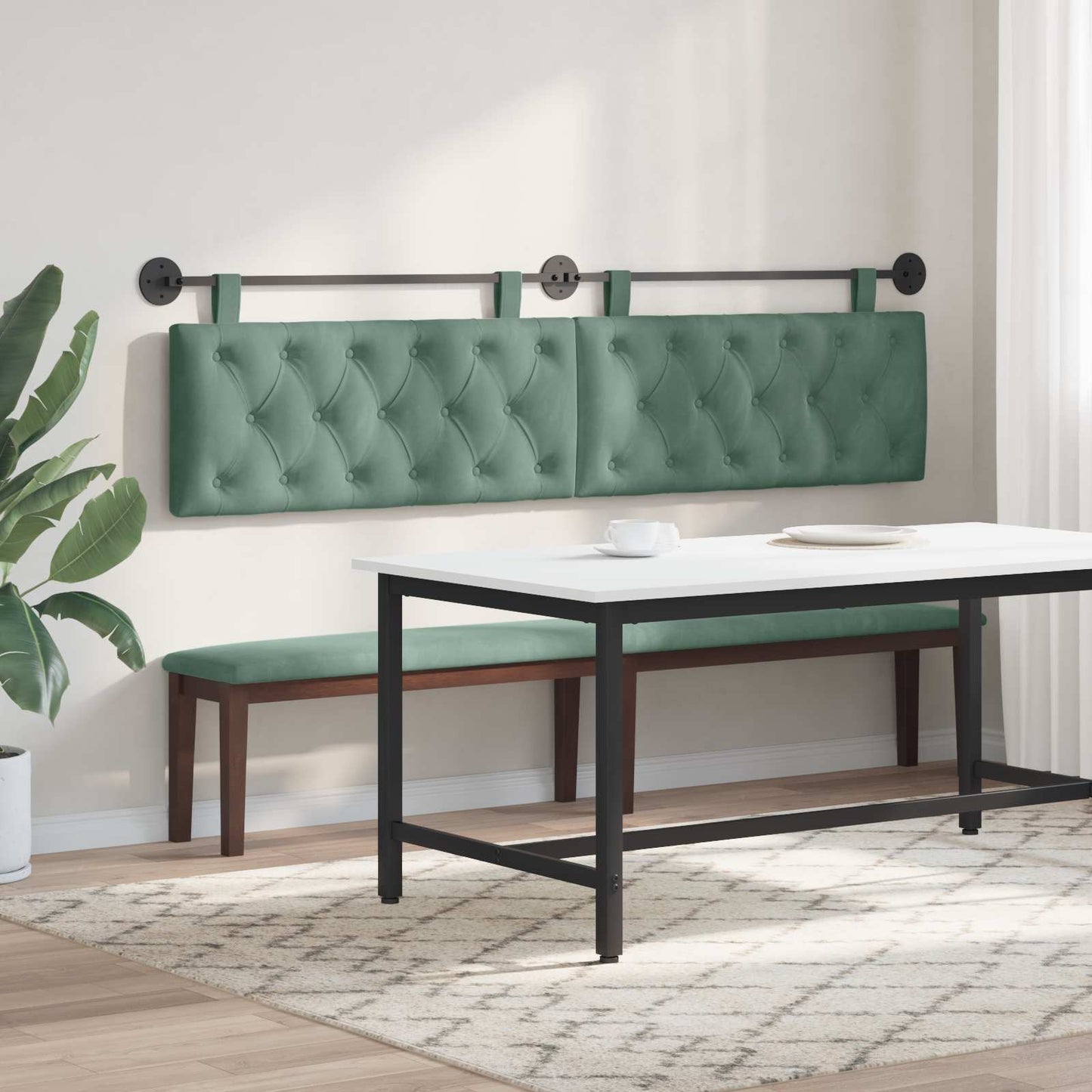 Testiera sospesa Con luce LED Verde Mare Velluto | homemem39