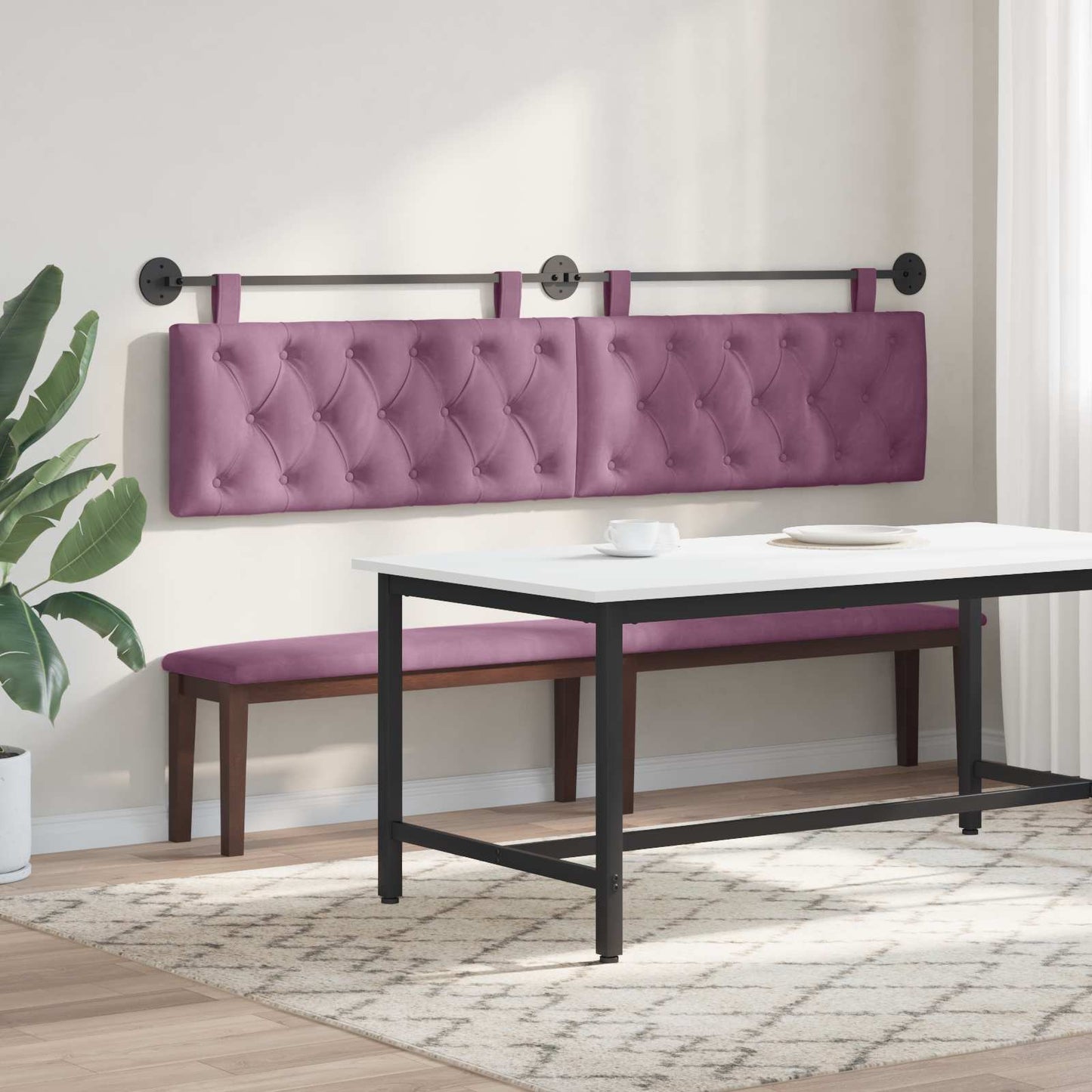Testiera sospesa Con luce LED Viola Velluto | homemem39