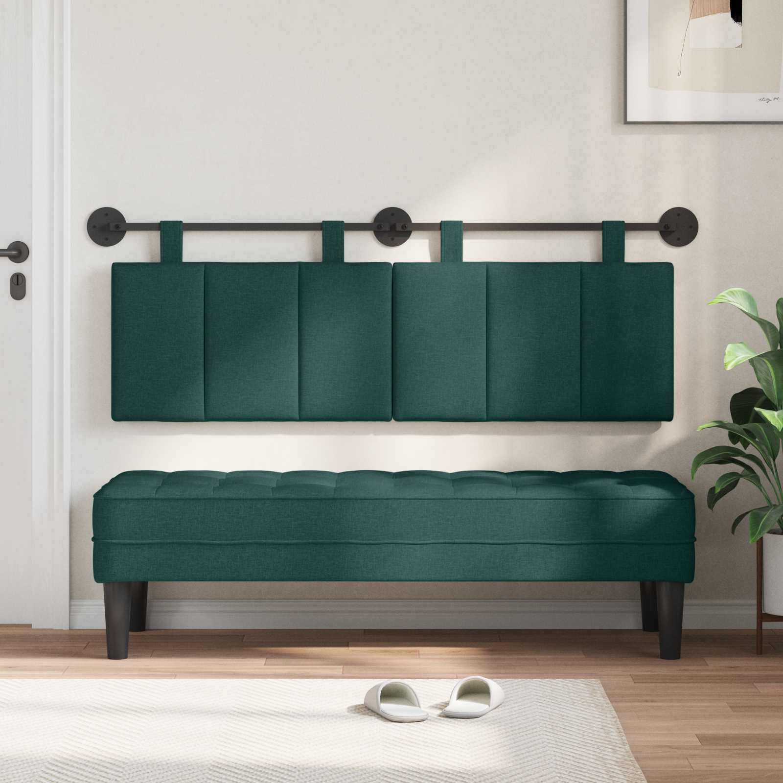 Testiera sospesa Verde Scuro Tessuto | homemem39