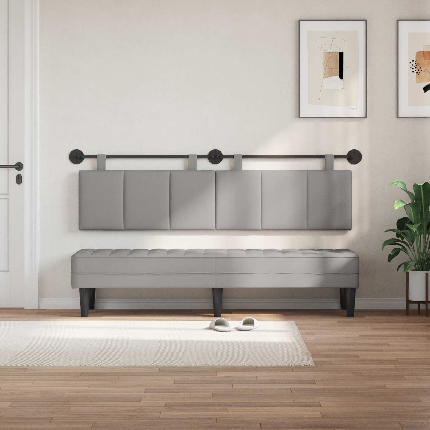 Testiera sospesa Grigio Nuvola Tessuto | homemem39
