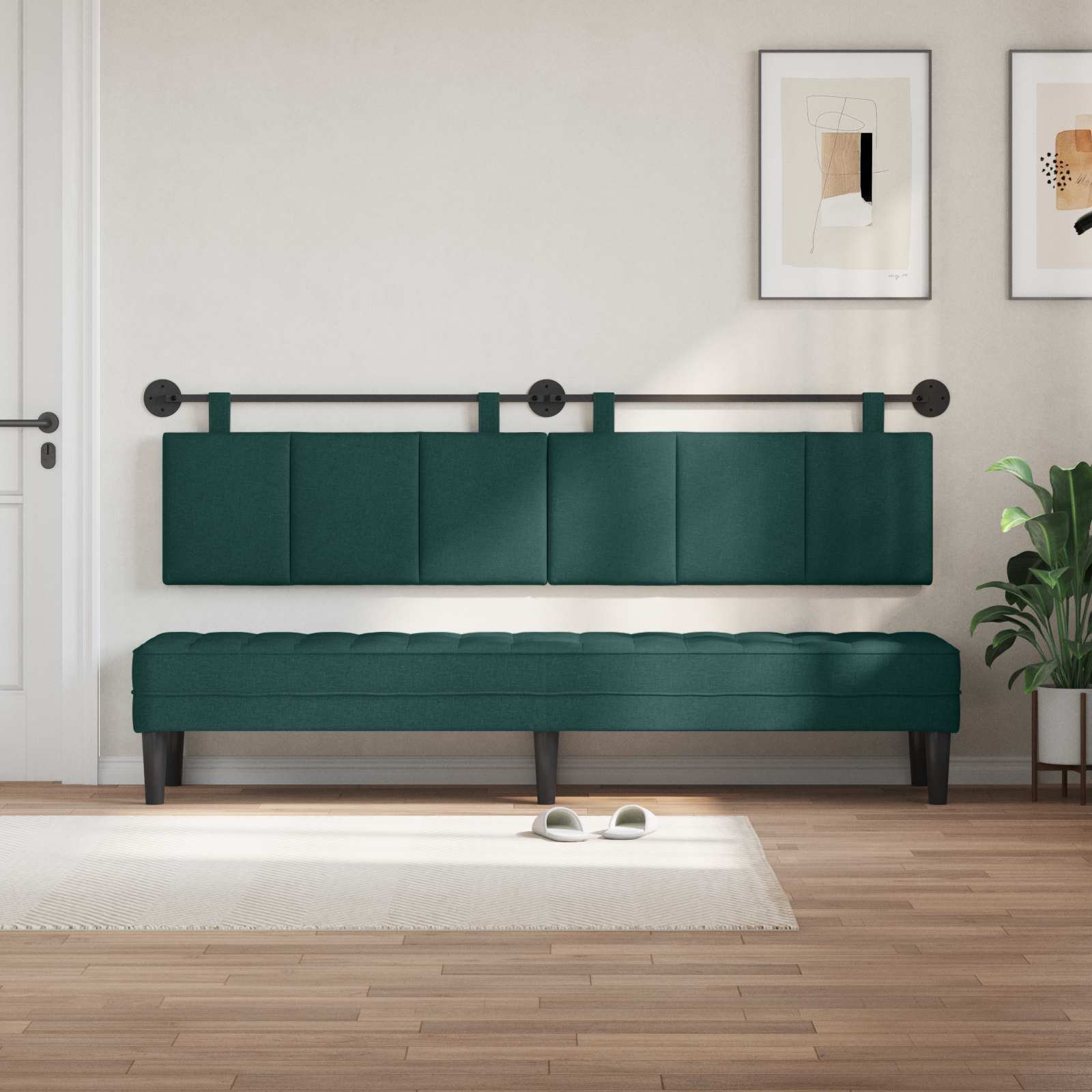 Testiera sospesa Verde Scuro Tessuto | homemem39