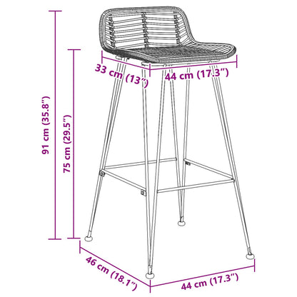 Sedia da Bar 44 x 46 x 91 cm Asta di ferro di diametro 10mm | homemem39