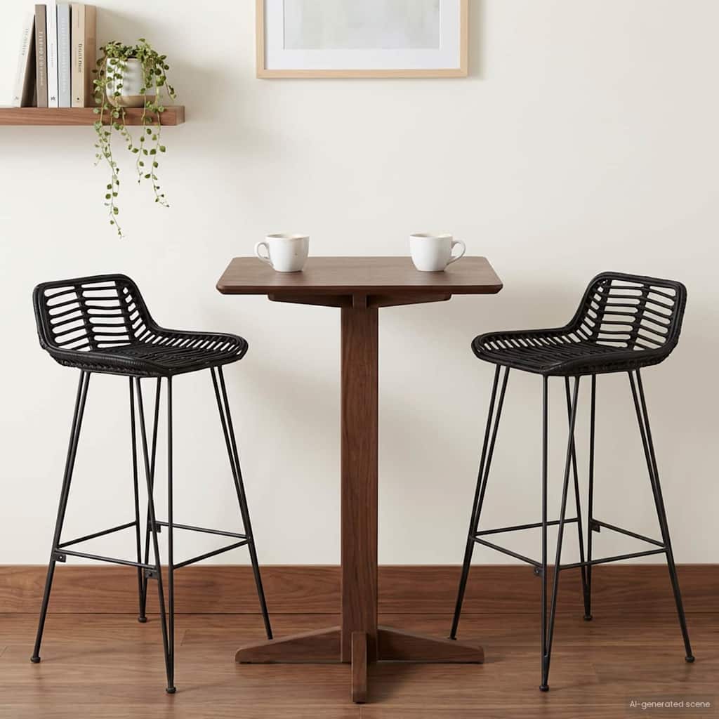 Sgabello da bar 2 pcs Nero 44 x 46 x 91 cm Rattan e acciaio | homemem39