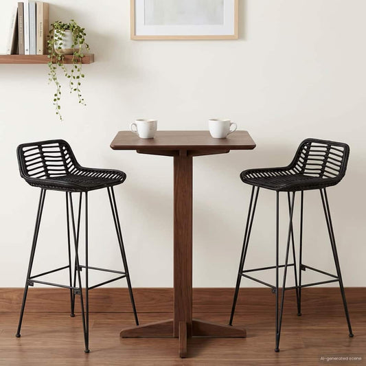 Sgabello da bar 2 pcs Nero 44 x 46 x 91 cm Rattan e acciaio | homemem39