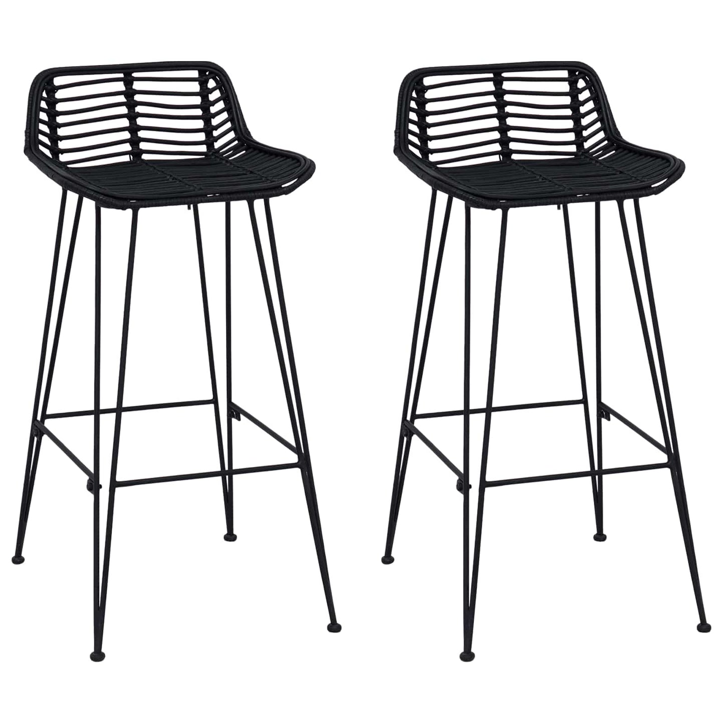 Sgabello da bar 2 pcs Nero 44 x 46 x 91 cm Rattan e acciaio | homemem39