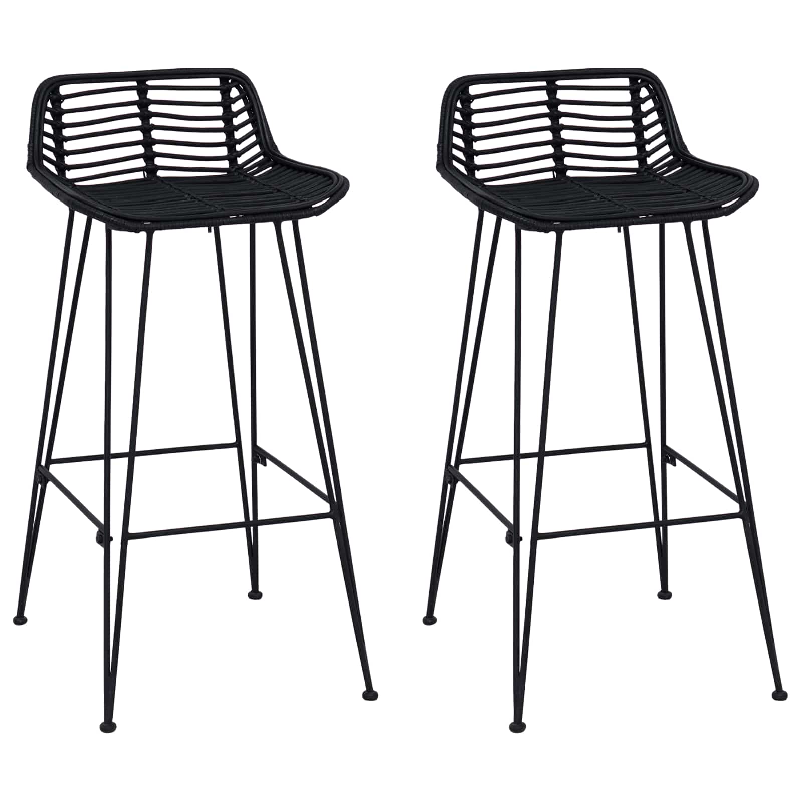 Sgabello da bar 2 pcs Nero 44 x 46 x 91 cm Rattan e acciaio | homemem39