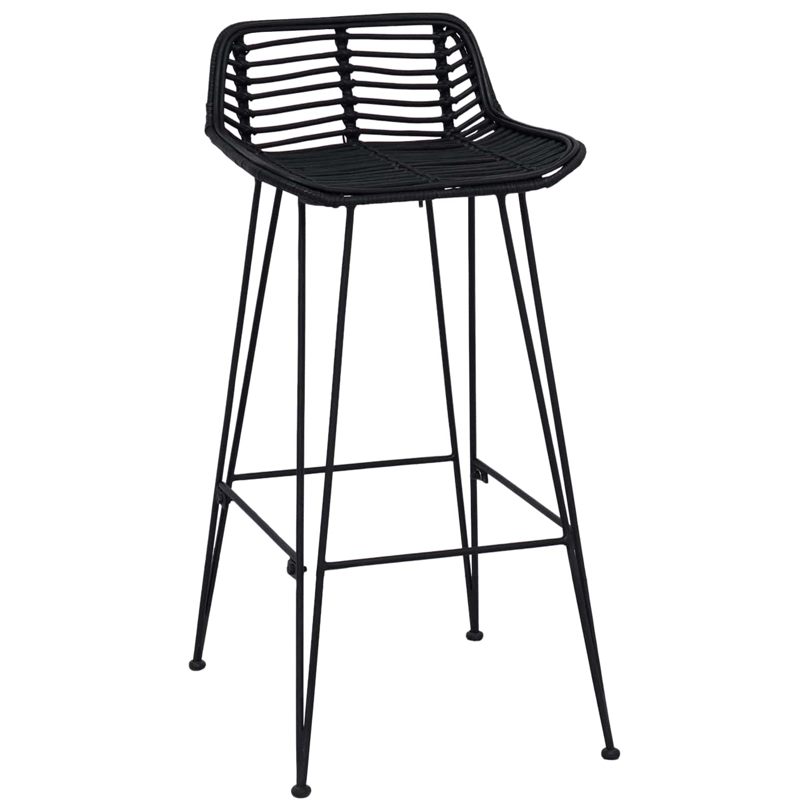 Sgabello da bar 2 pcs Nero 44 x 46 x 91 cm Rattan e acciaio | homemem39