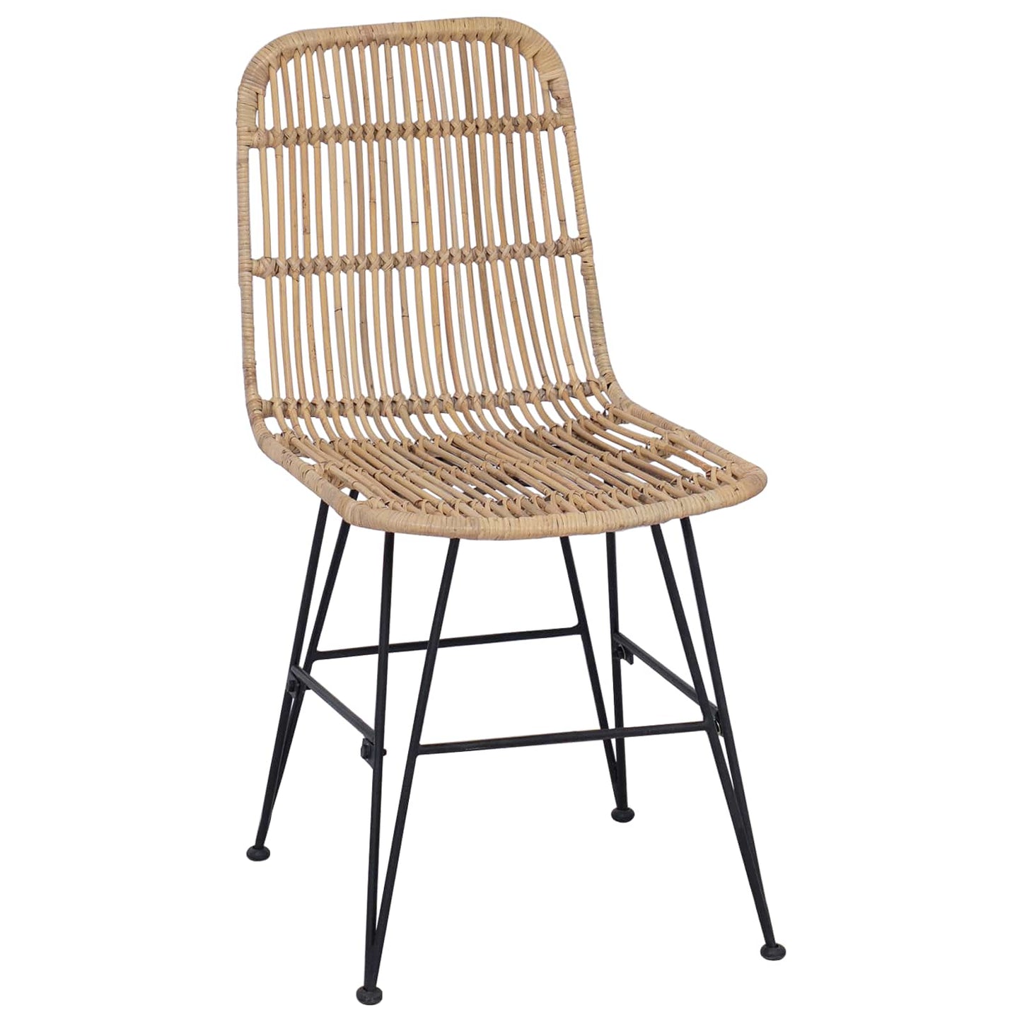 Sedia da pranzo 2 pz Rattan e acciaio Naturale 41 x 55 x 85 cm