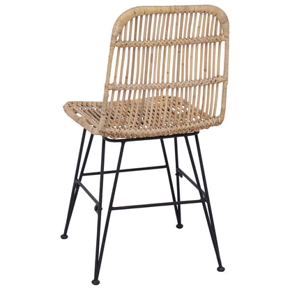 Sedia da pranzo 2 pz Rattan e acciaio Naturale 41 x 55 x 85 cm