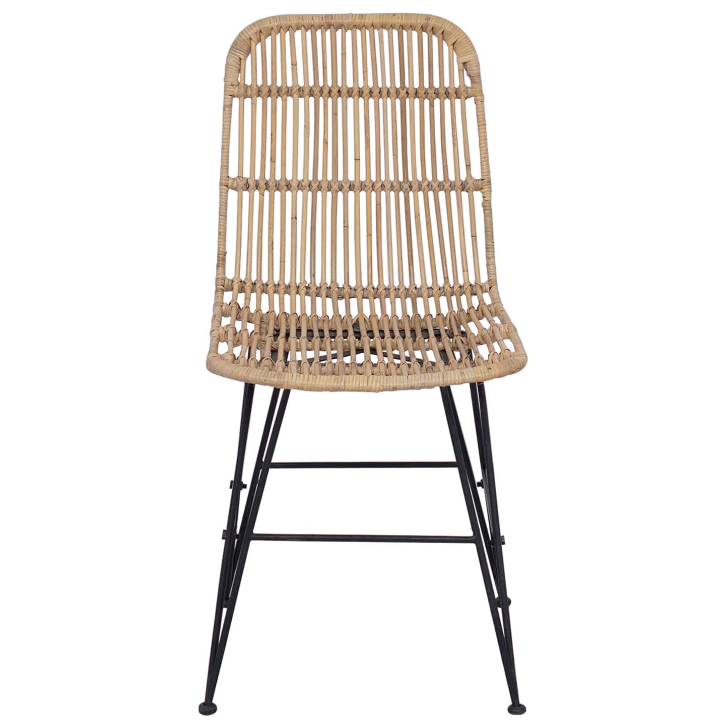 Sedia da pranzo 2 pz Rattan e acciaio Naturale 41 x 55 x 85 cm