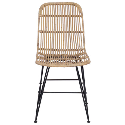 Sedia da pranzo 2 pz Rattan e acciaio Naturale 41 x 55 x 85 cm