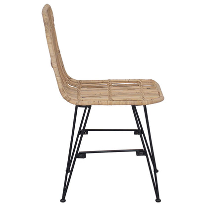 Sedia da pranzo 2 pz Rattan e acciaio Naturale 41 x 55 x 85 cm
