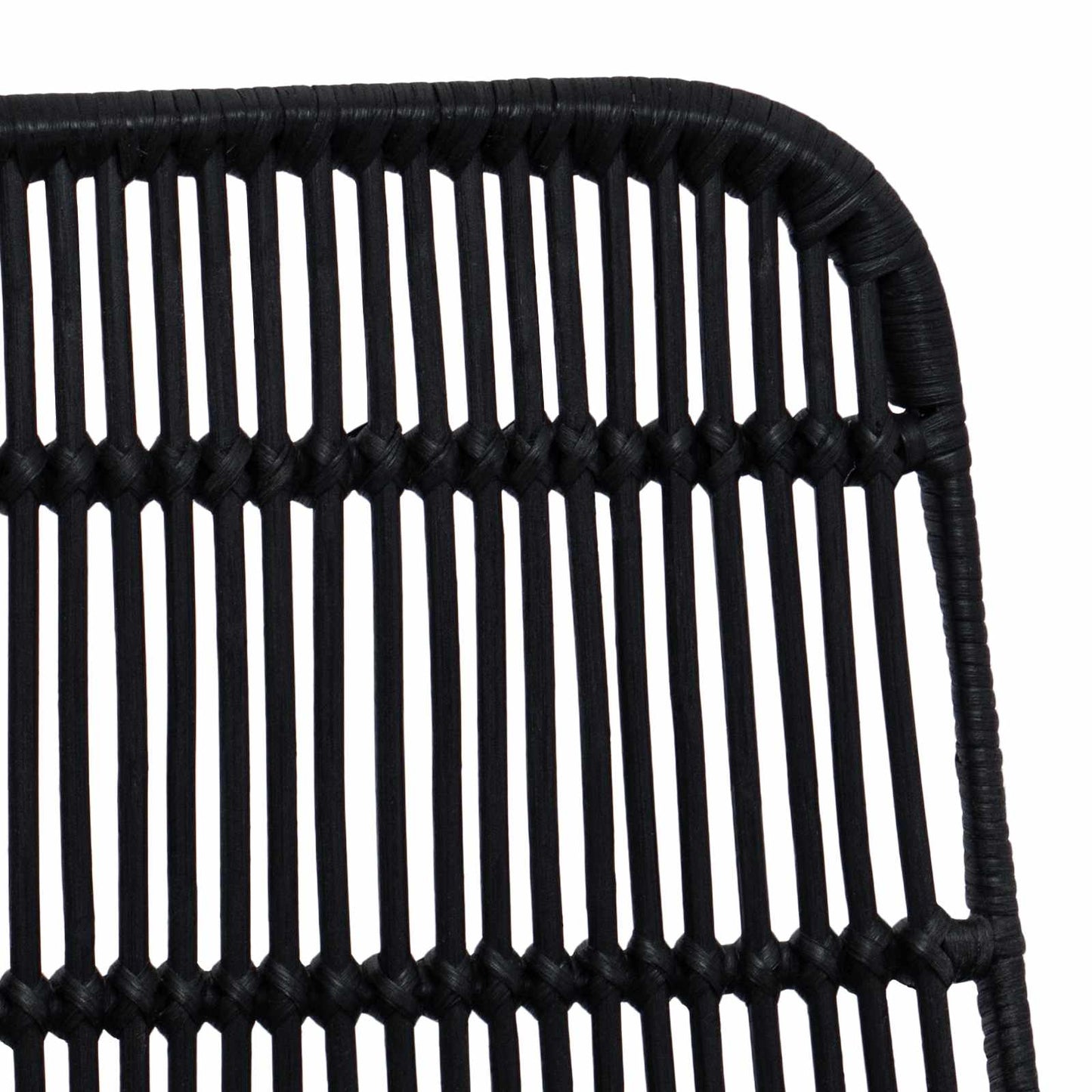 Sedia da pranzo 2 pz Rattan e acciaio Nero 41 x 55 x 85 cm