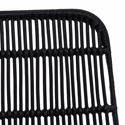Sedia da pranzo 2 pz Rattan e acciaio Nero 41 x 55 x 85 cm