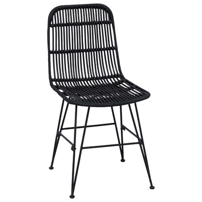 Sedia da pranzo 2 pz Rattan e acciaio Nero 41 x 55 x 85 cm