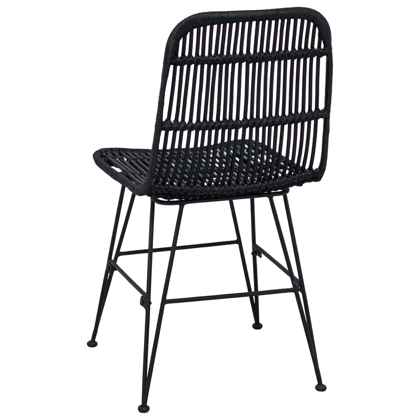 Sedia da pranzo 2 pz Rattan e acciaio Nero 41 x 55 x 85 cm