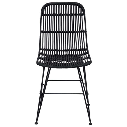 Sedia da pranzo 2 pz Rattan e acciaio Nero 41 x 55 x 85 cm