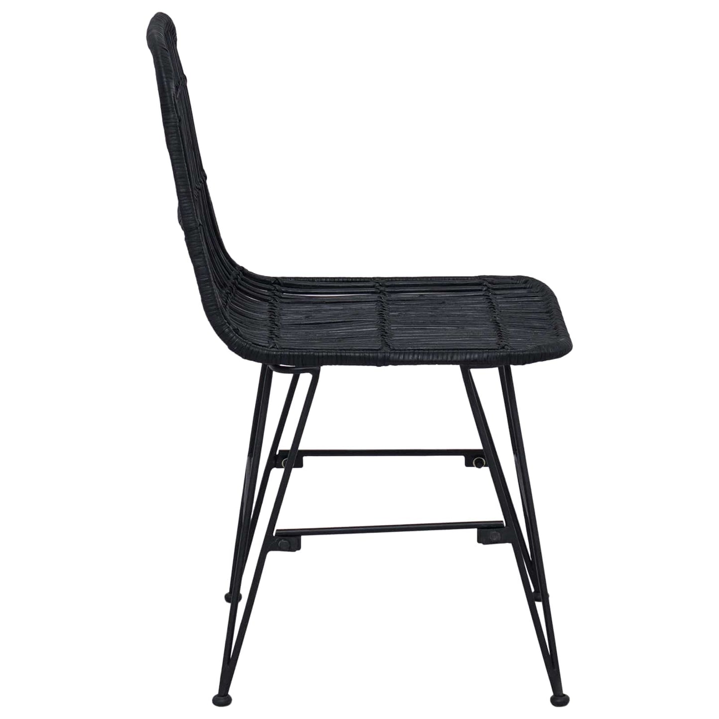 Sedia da pranzo 2 pz Rattan e acciaio Nero 41 x 55 x 85 cm