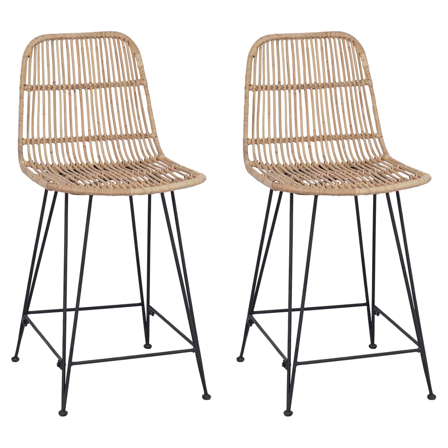 Sgabello da bar 2 pcs Naturale 44 x 54 x 96 cm Rattan e acciaio | homemem39